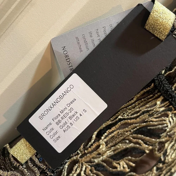 NWT Bronx & Banco Gold Floral Lace Mini Dress $650 - Picture 13 of 14